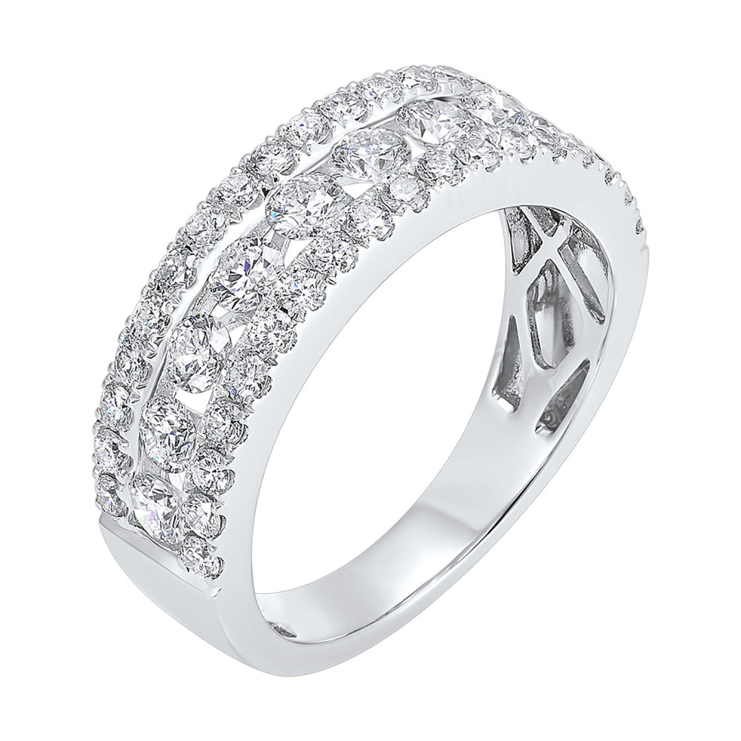 14k White Gold Triple Radiance Diamond Band Ring
