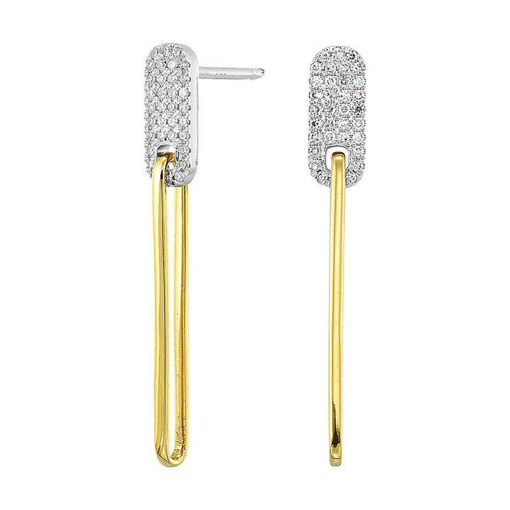 14K Two Tone Diamond Dangle Earrings