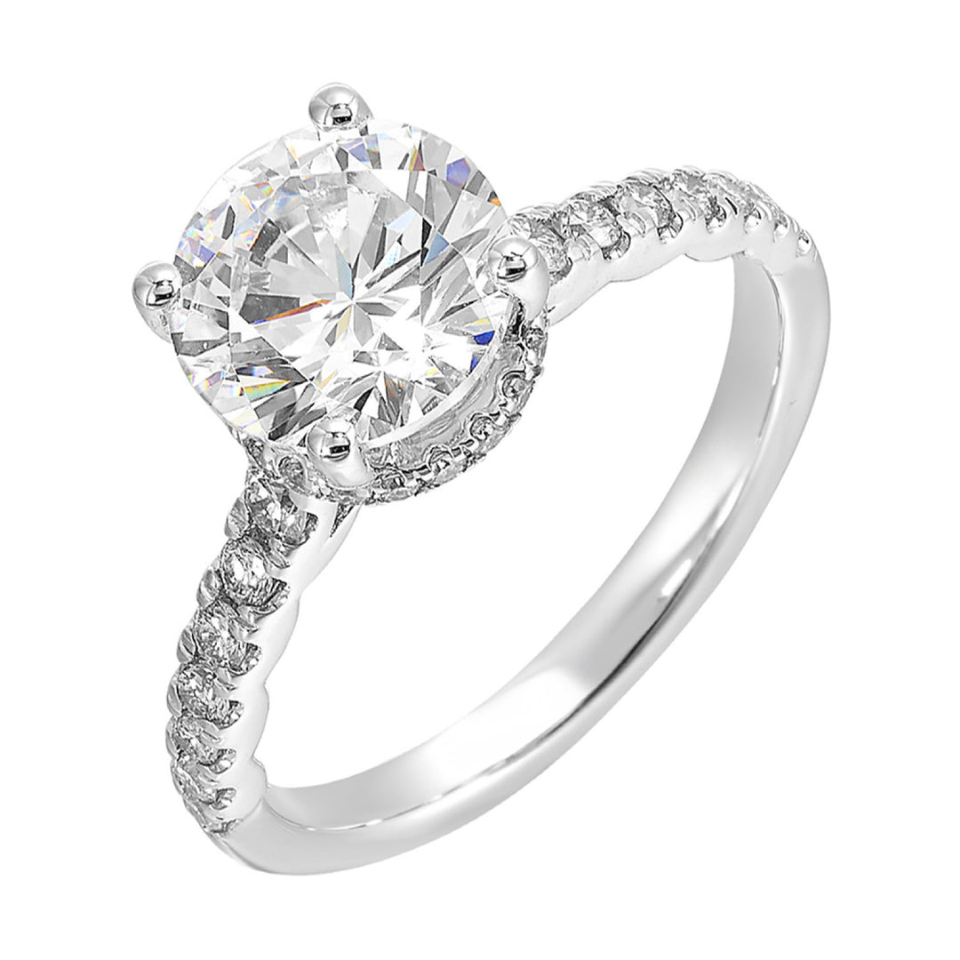 14K White Gold Hidden Halo Diamond Semi-Mount Engagement Ring