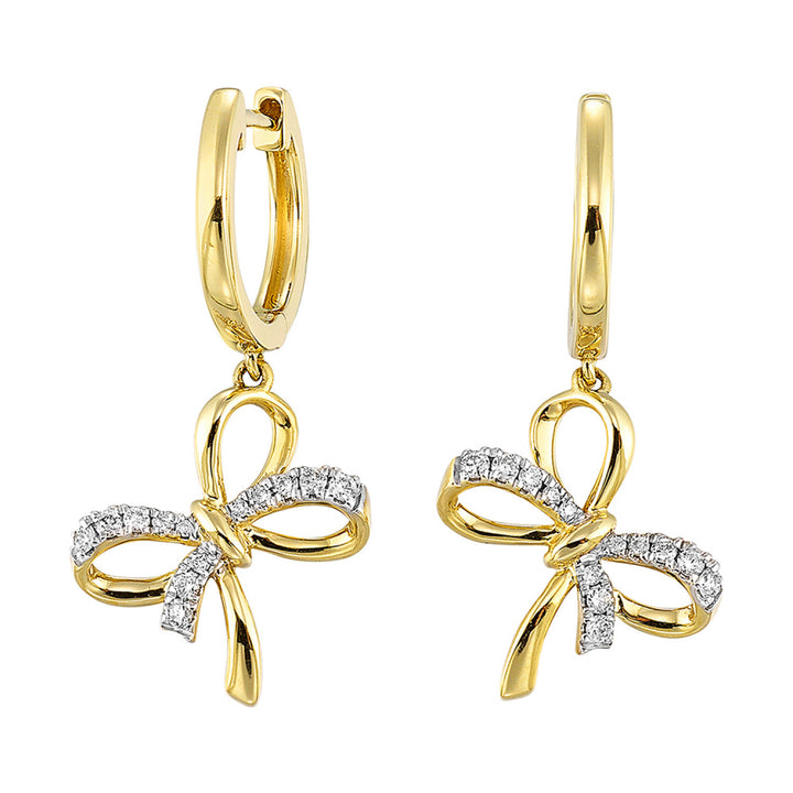 Diamond Bow Earrings in 14k Yellow Gold