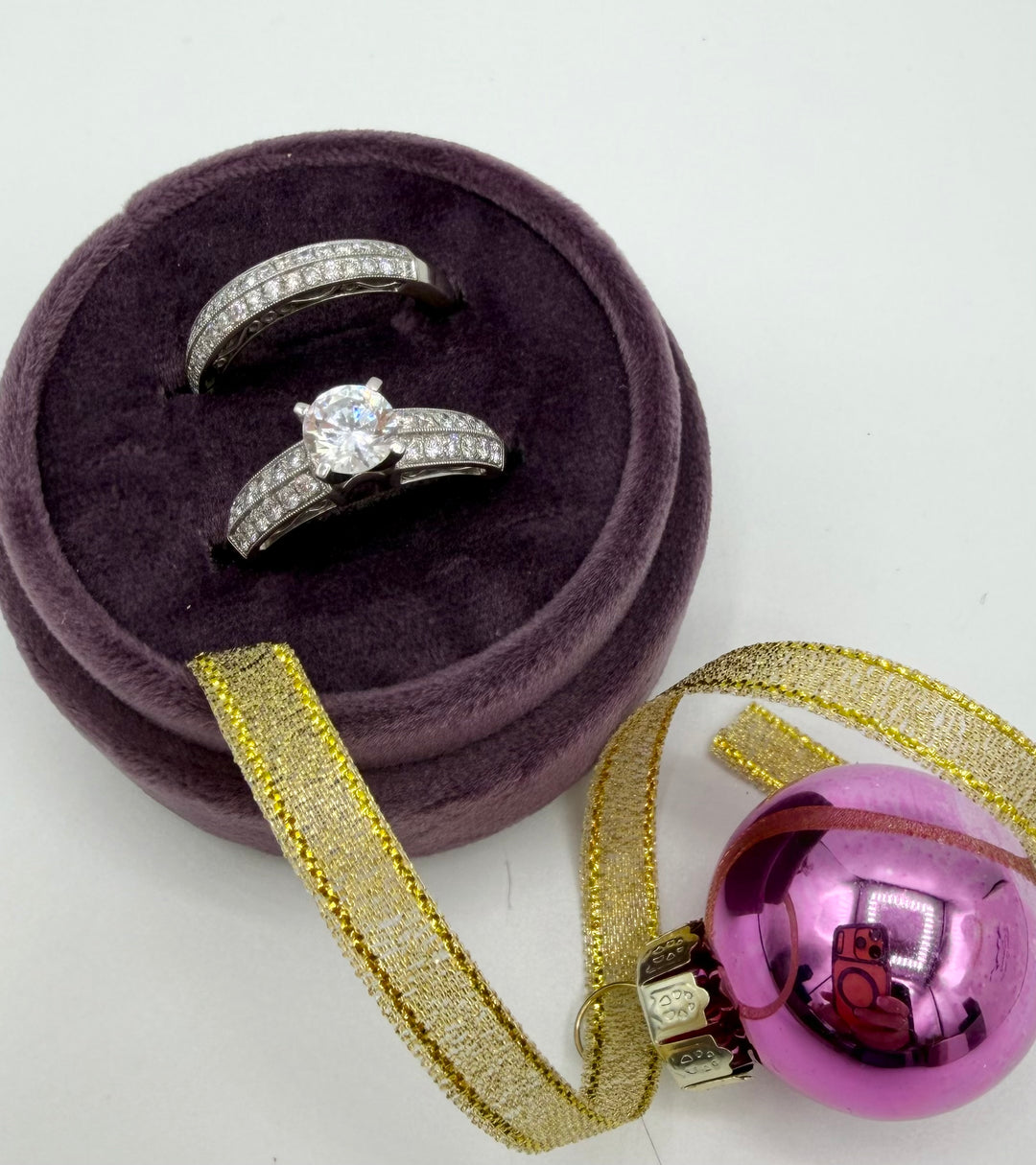 14k White Gold Diamond Micro Pave Semi Mount Engagement Wedding Set