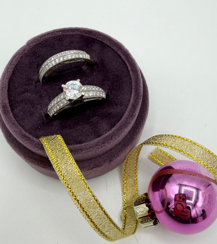 14k White Gold Diamond Micro Pave Semi Mount Engagement Wedding Set