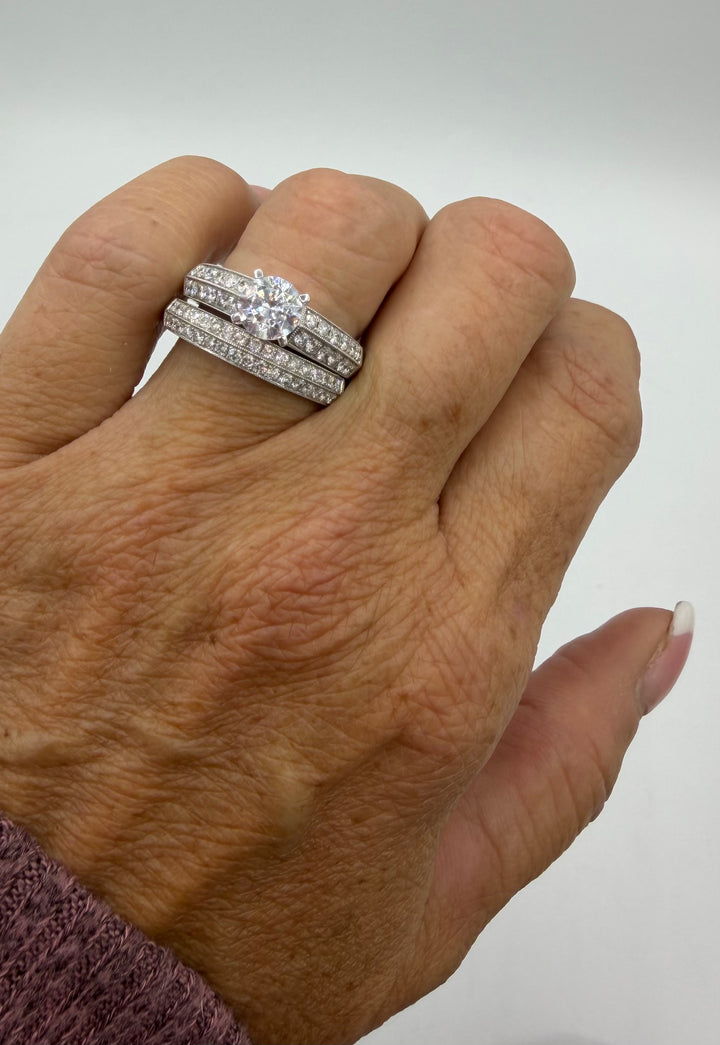 14k White Gold Diamond Micro Pave Semi Mount Engagement Wedding Set