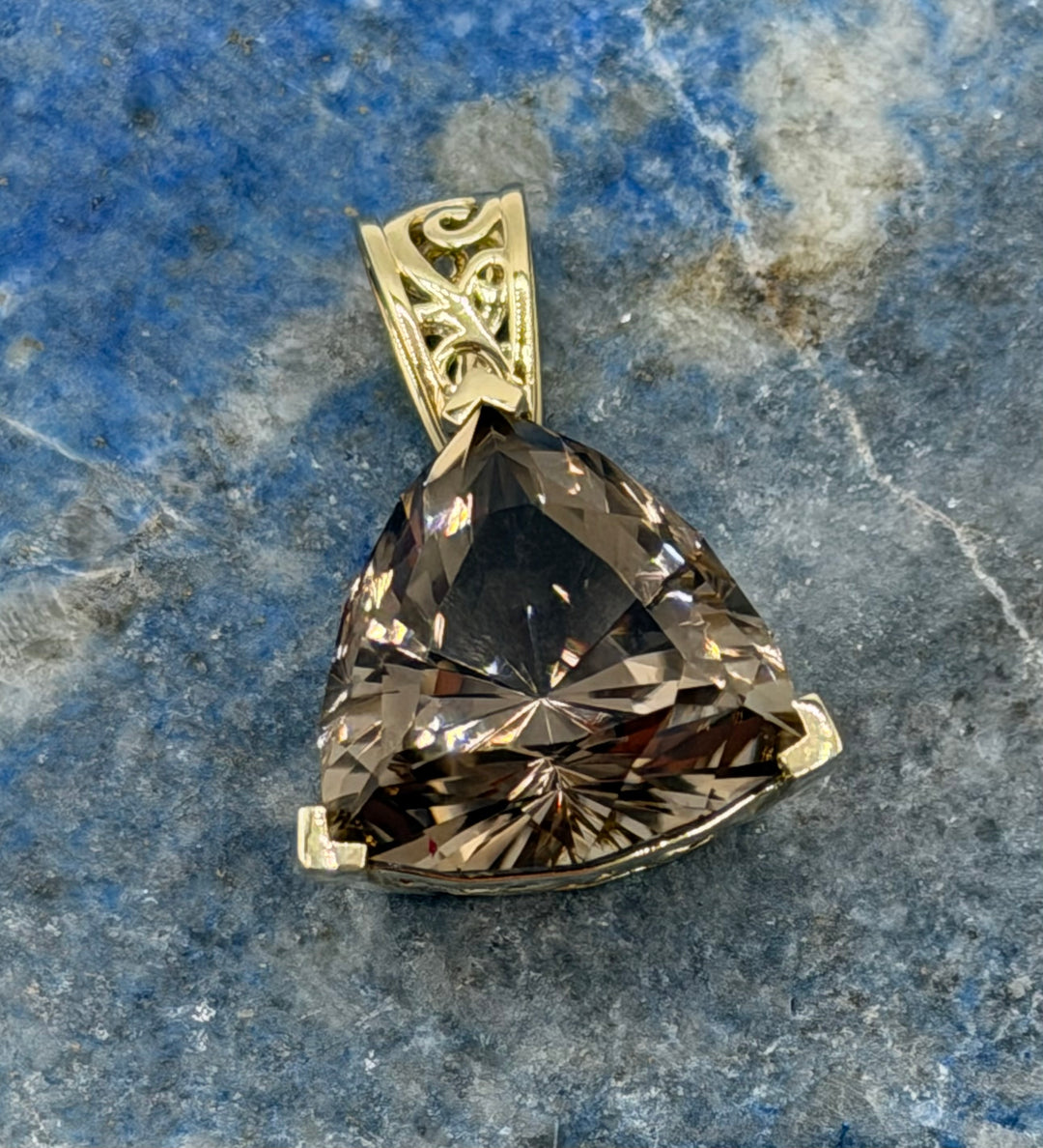 "Ember Mocha" 14ky Gold Solitaire Colorado Smokey Quartz Pendant