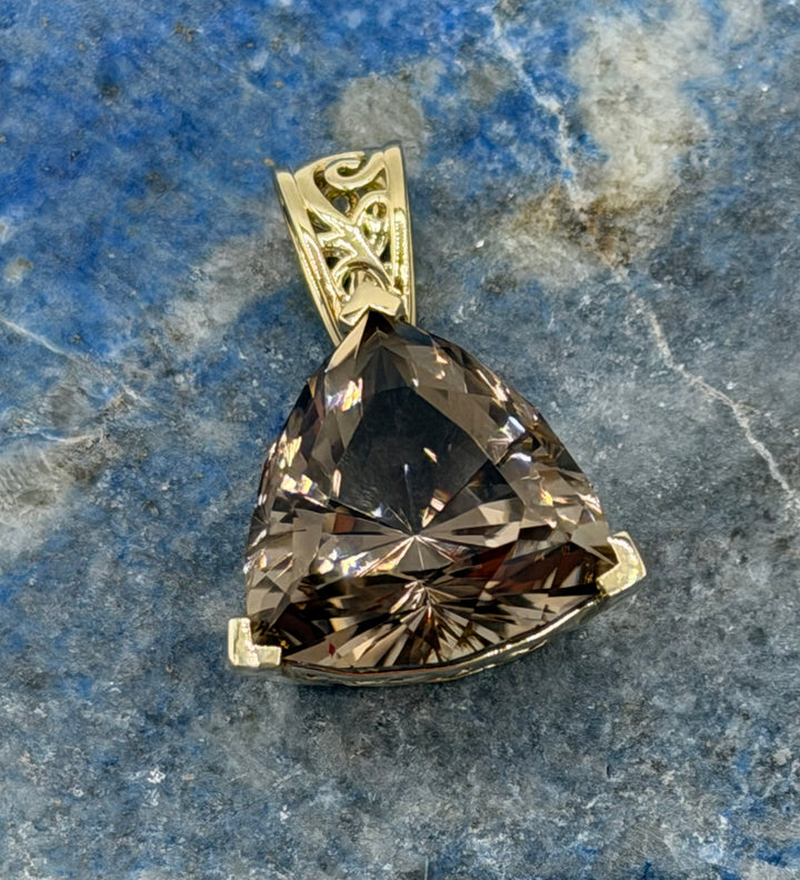 "Ember Mocha" 14ky Gold Solitaire Colorado Smokey Quartz Pendant
