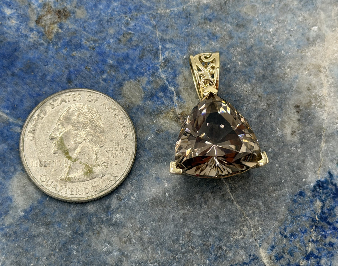 "Ember Mocha" 14ky Gold Solitaire Colorado Smokey Quartz Pendant