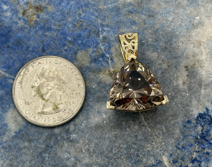 "Ember Mocha" 14ky Gold Solitaire Colorado Smokey Quartz Pendant