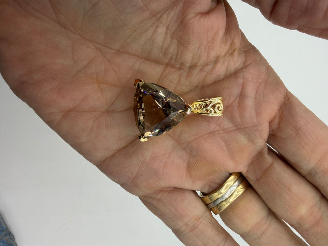 "Ember Mocha" 14ky Gold Solitaire Colorado Smokey Quartz Pendant