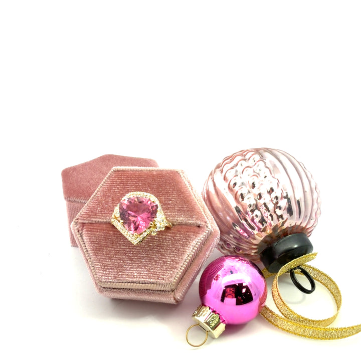 "Popular"  14k Yellow Gold California Pink Tourmaline Ring