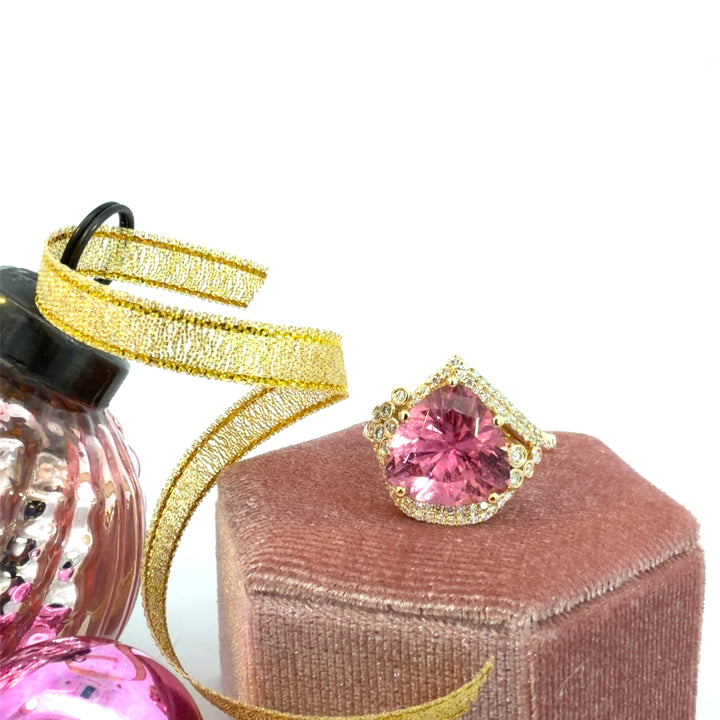 "Popular"  14k Yellow Gold California Pink Tourmaline Ring