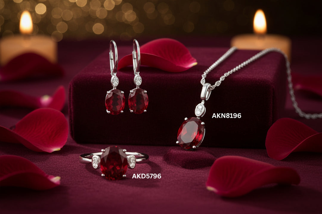 Oval Garnet & Diamond Ring in 14k Gold