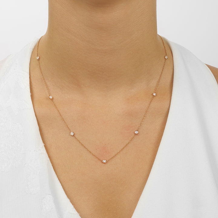 Classy Diamond-by-the-Yard White Yellow Gold Necklace