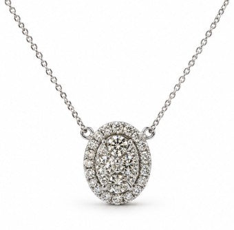 Gems One Diamond Starburst Eternity Oval Cluster Pendant Necklace In 14k White Gold (1/3 Ctw)