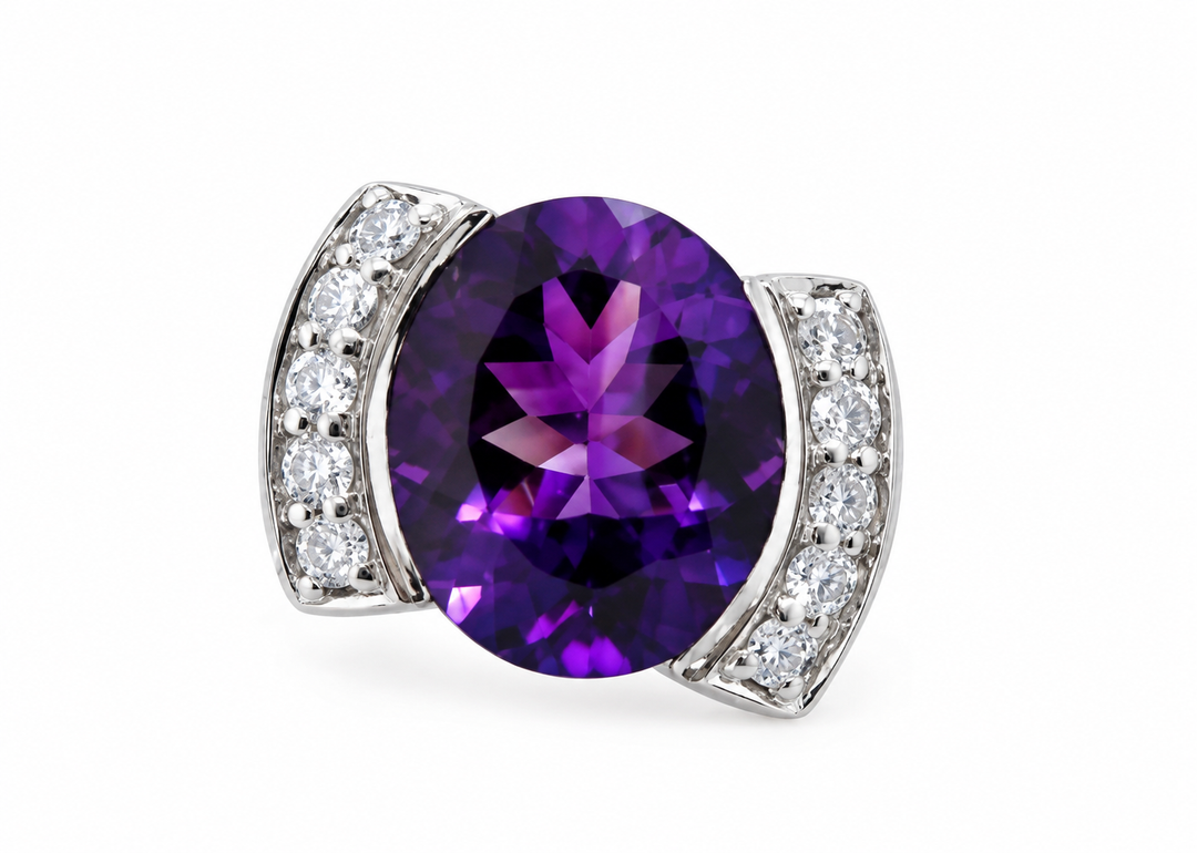 American Gem Collection #340 "Purple Mesa" Arizona Amethyst 14K White Gold Ring