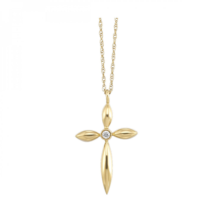 Petite Gold Solitaire Diamond Cross Pendant