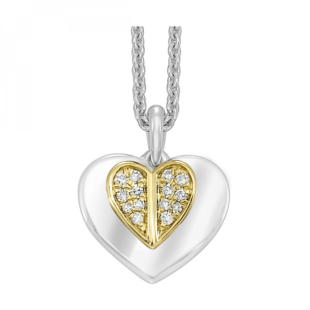Gold and Silver Diamond Heart Pendant