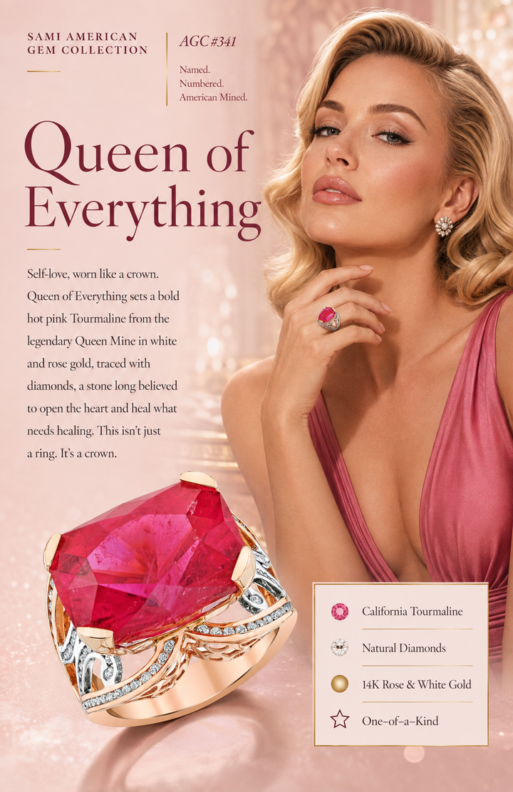 American Gem Collection #341 "Queen of Everything" California Pink Tourmaline 14K Two-Tone Ring