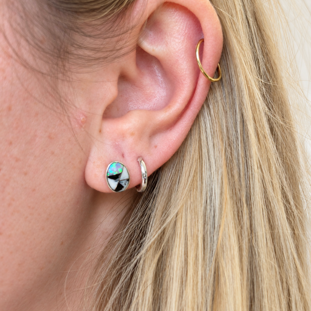 White Buffalo Oval Studs