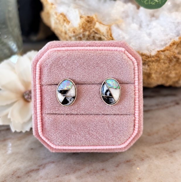 White Buffalo Oval Studs