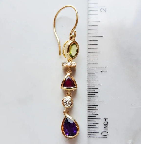 14K Yellow Gold Arizona Gemstone Trinity Dangle Earrings