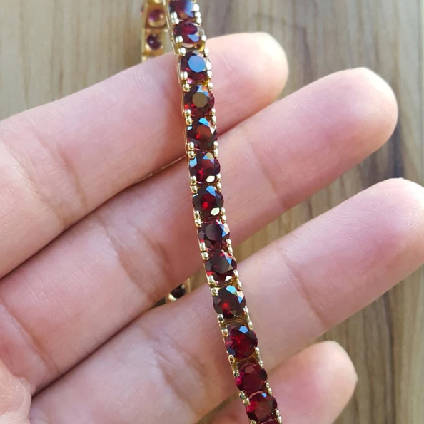14K Yellow Gold Arizona Anthill Garnet Tennis Bracelet