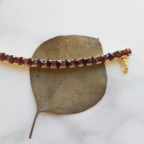 14K Yellow Gold Arizona Anthill Garnet Tennis Bracelet