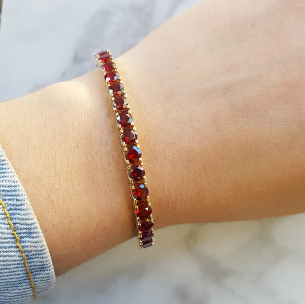 14K Yellow Gold Arizona Anthill Garnet Tennis Bracelet