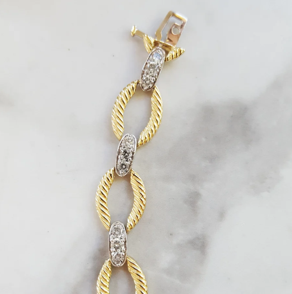 14K Two-Tone Southwestern Diamond Loop Bracelet