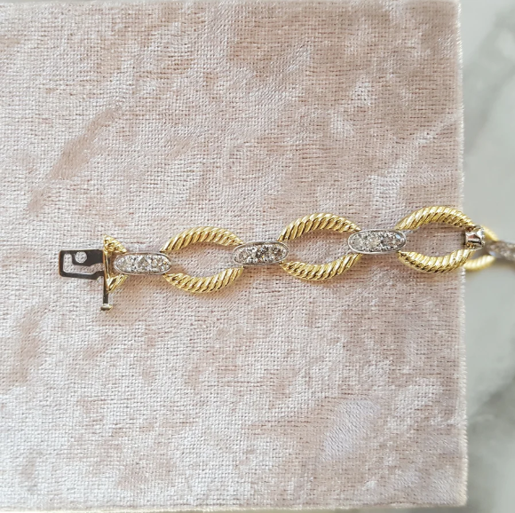 14K Two-Tone Southwestern Diamond Loop Bracelet