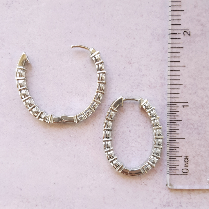 14K White Gold 1 Carat True Reflection Diamond Hoops