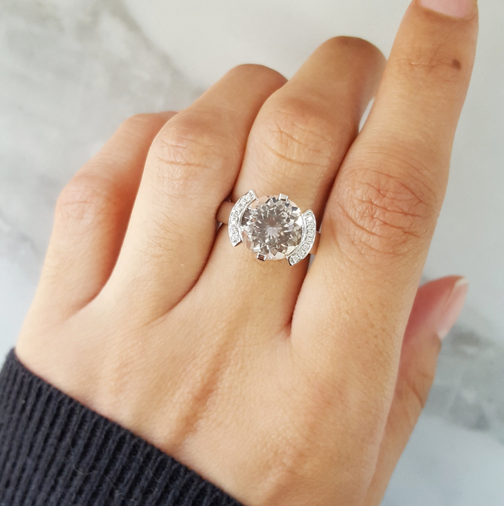 American Gem Collection #294 "Crystal Skyline" Colorado Topaz 14K White Gold Ring