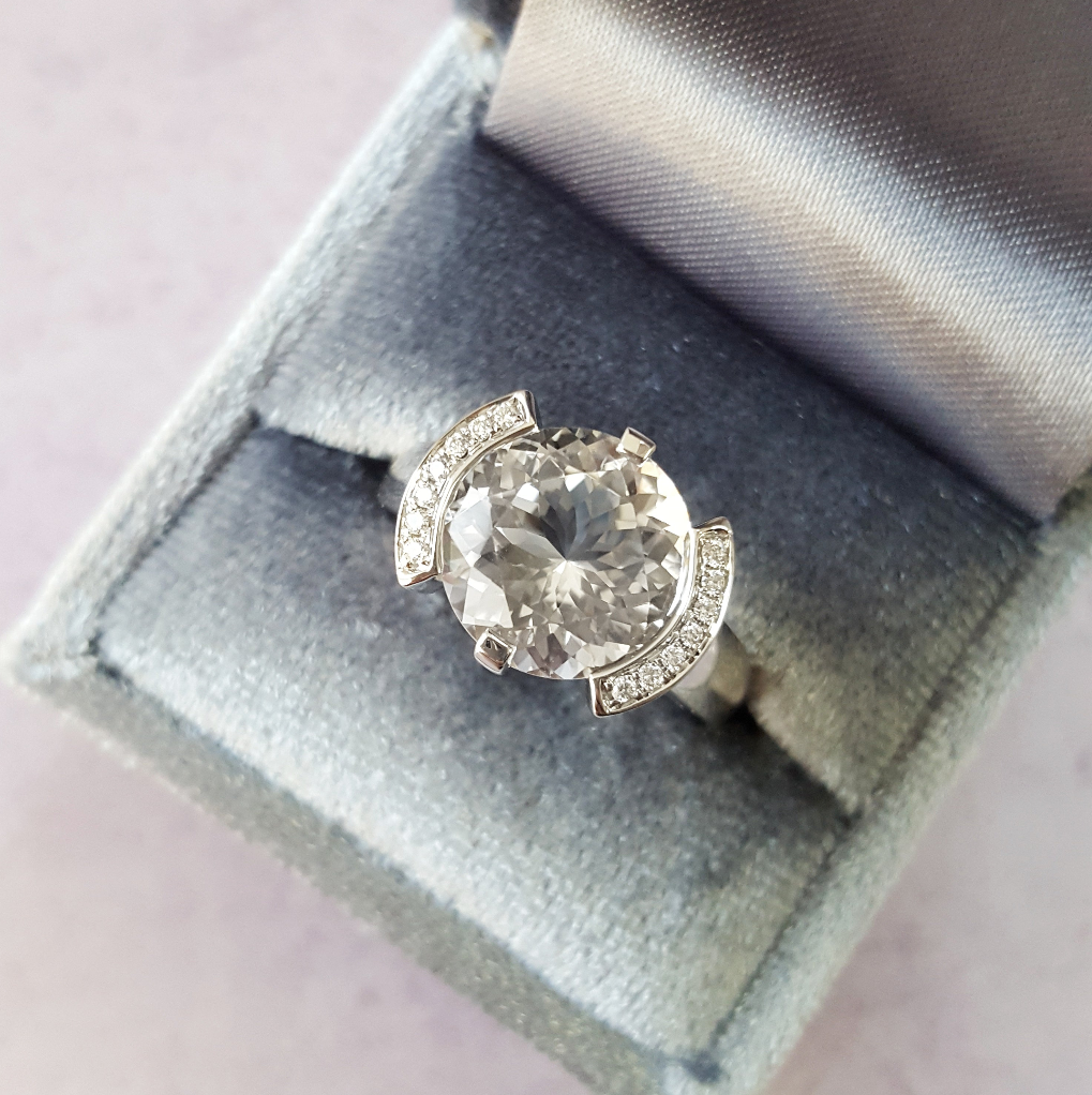 American Gem Collection #294 "Crystal Skyline" Colorado Topaz 14K White Gold Ring