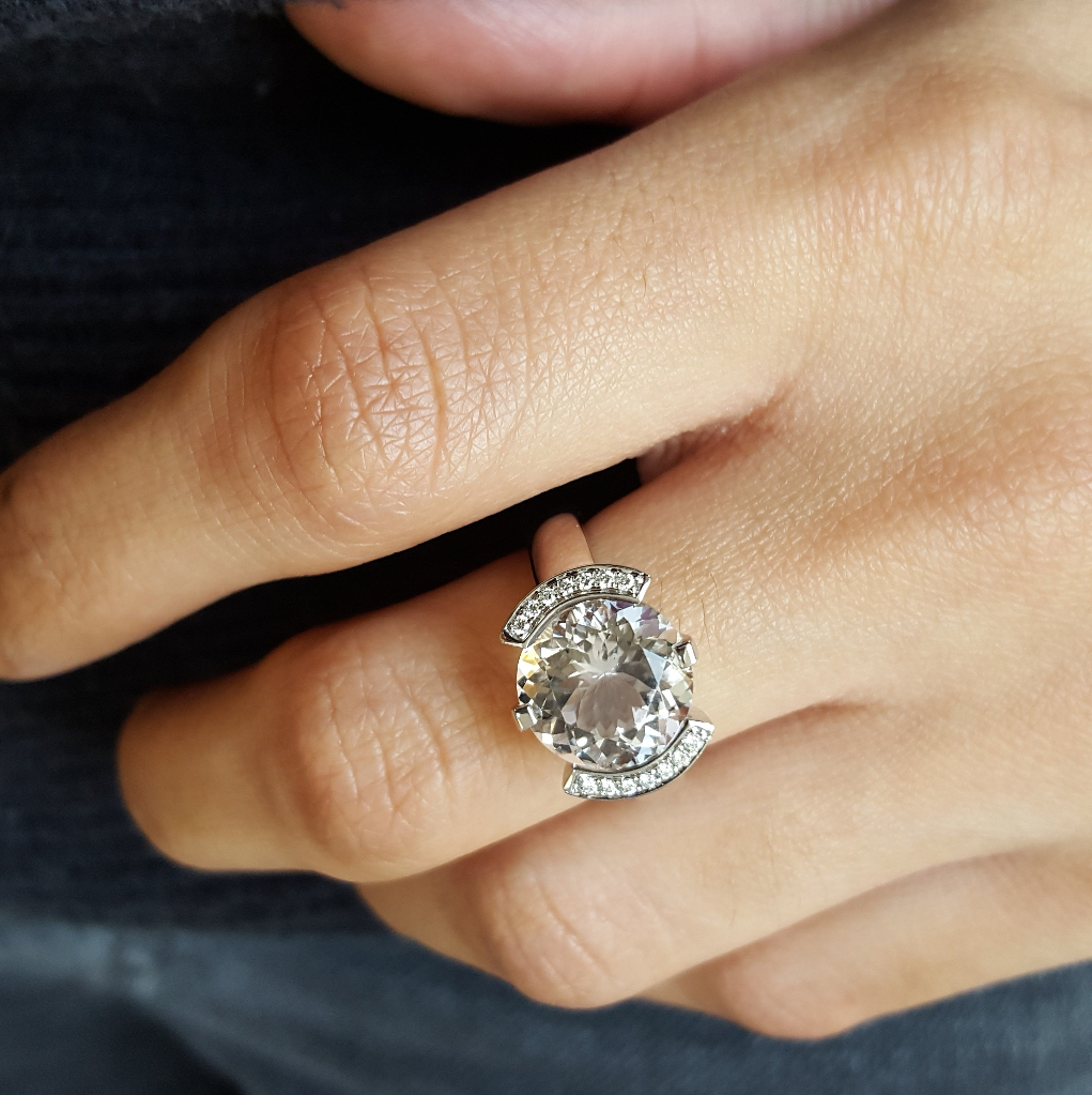 American Gem Collection #294 "Crystal Skyline" Colorado Topaz 14K White Gold Ring