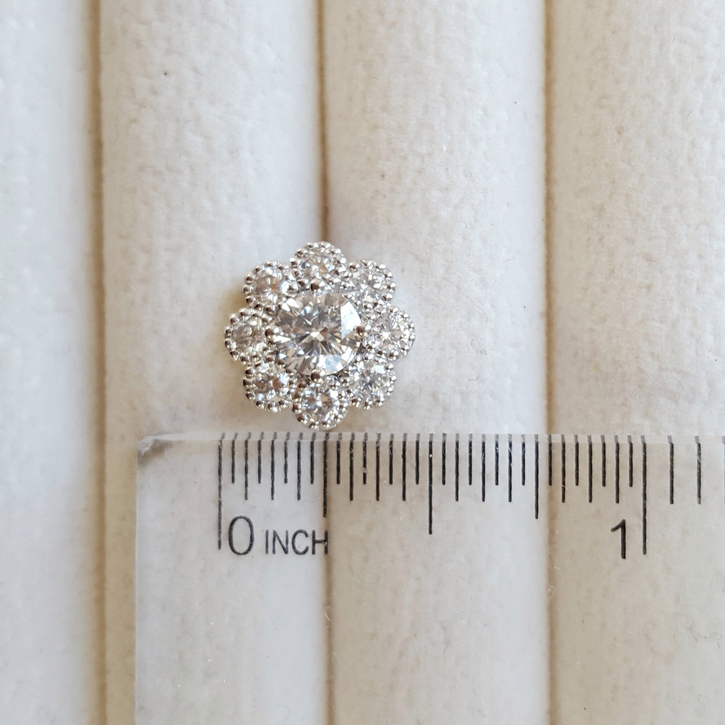 14K White Gold Diamond Blooming Flower Studs