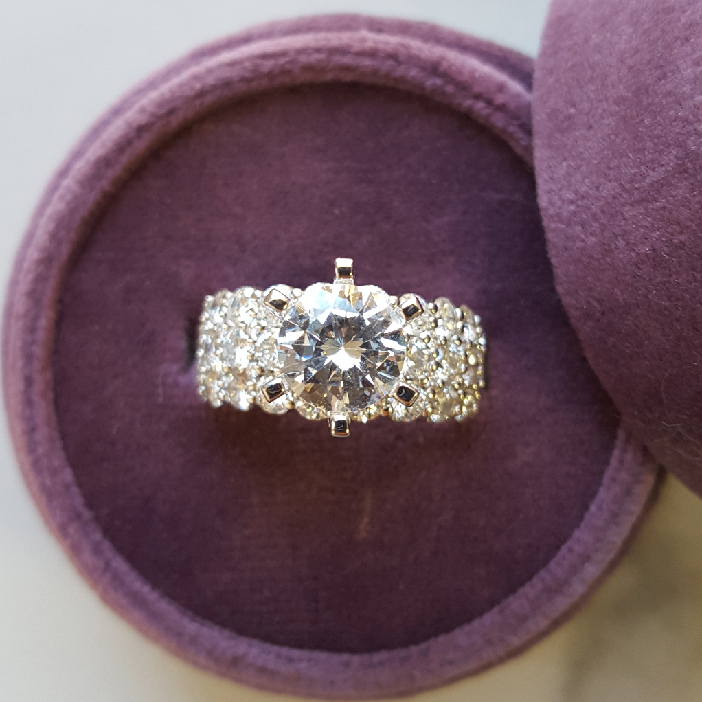 14K White Gold Bold Wie Band Diamond Engagement Ring Semi-Mount