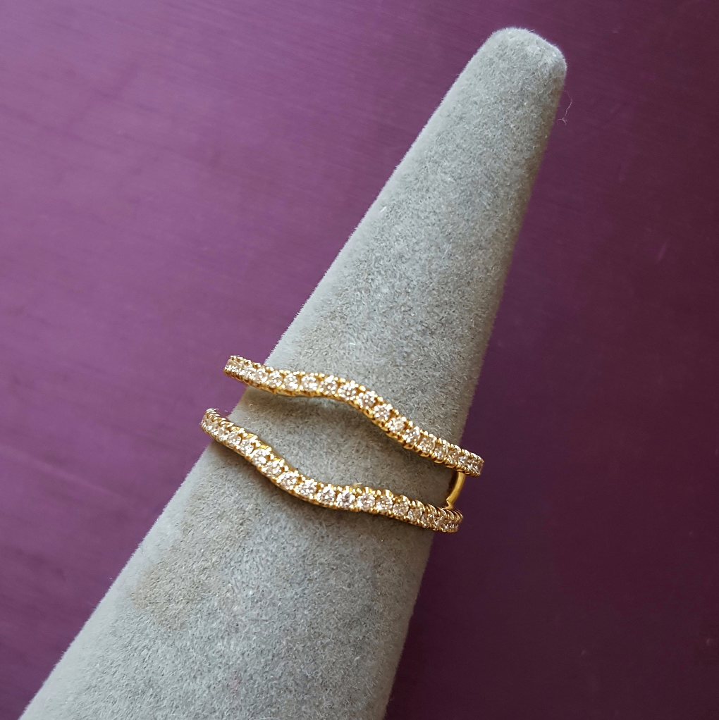 14K Yellow Gold Classic Curved Diamond Ring Jacket