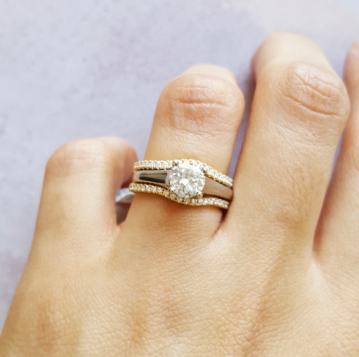14K Yellow Gold Classic Curved Diamond Ring Jacket