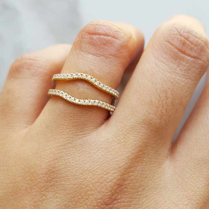 14K Yellow Gold Classic Curved Diamond Ring Jacket