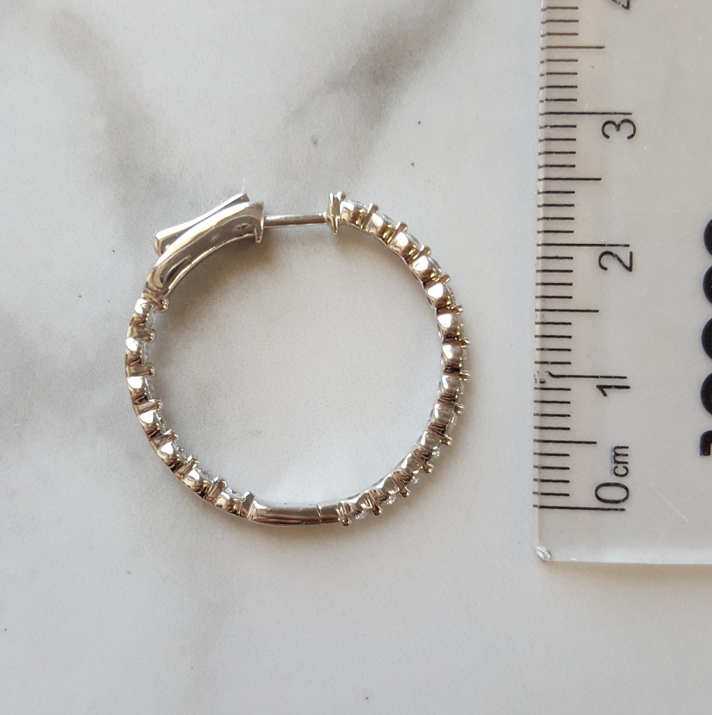14K White Gold 1 Carat Diamond Essential Hoop Earrings