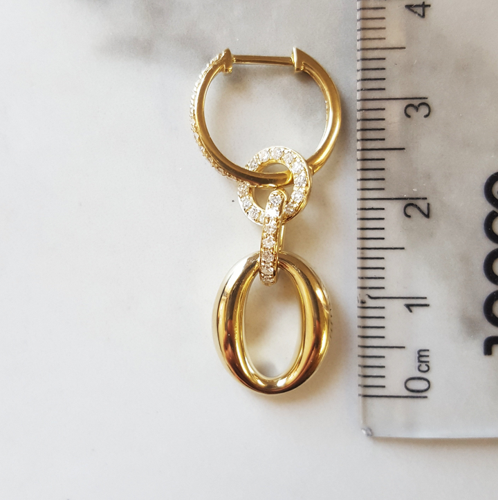 14K Yellow Gold Open Loop Drop Dangle Diamond Earrings