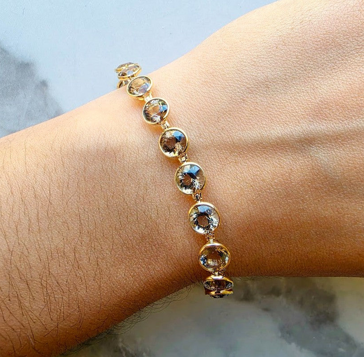 American Gem Collection #335 "Smoke Show" Colorado Smokey Quartz 14K Yellow Gold Tennis Bracelet