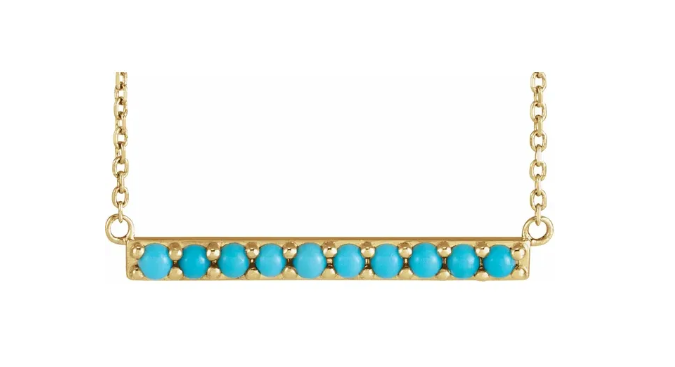 14K Yellow Gold Turquoise Bar Necklace