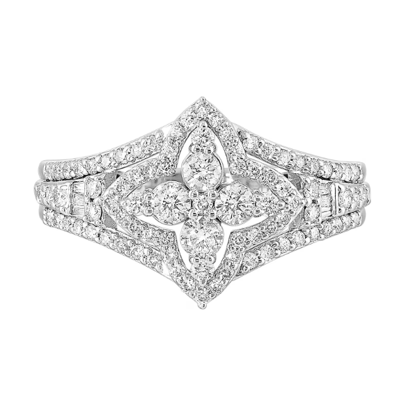 Vintage-Inspired 14K White Gold Diamond Fashion Ring – 0.75 CTW