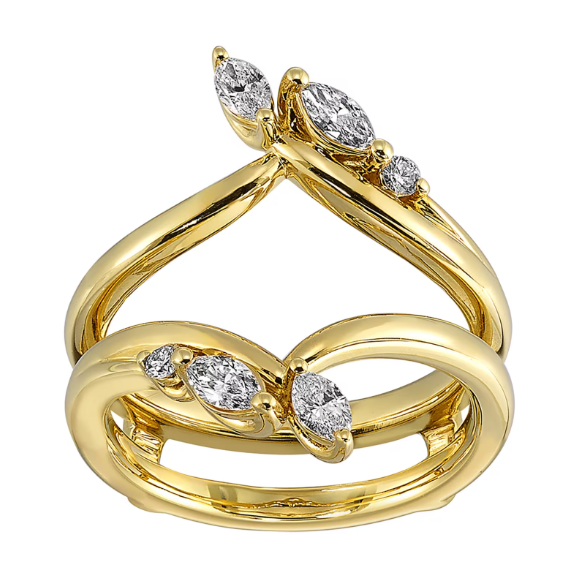 14K Yellow Gold Diamond Leaves & Branches Ring Jacket