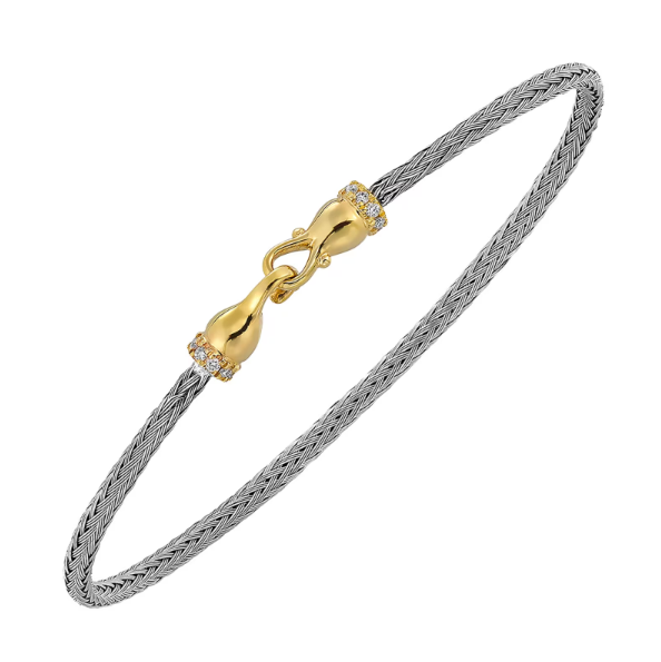 Sterling Silver & 14K Yellow Gold Diamond Accent Flex Bangle