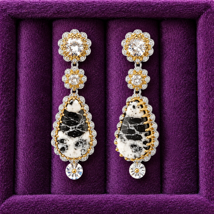 American Gem Collection #325 "Outlaw Ice" Nevada White Buffalo Sterling Silver Earrings