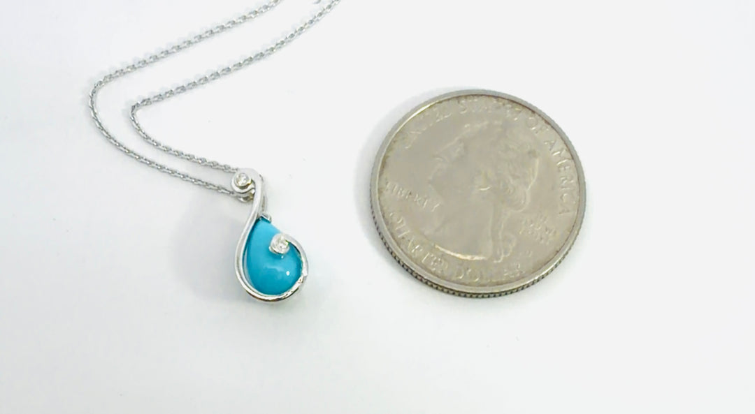 Sterling Silver Custom Designed American Turquoise Modern Necklace