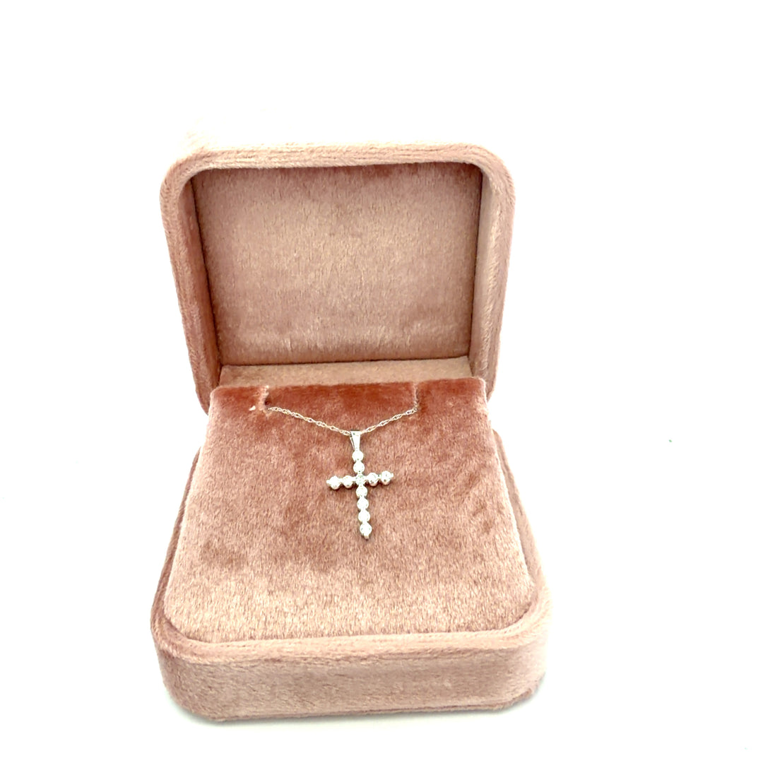 14k Gold Graceful  1/3rd ct Diamond Cross Pendant
