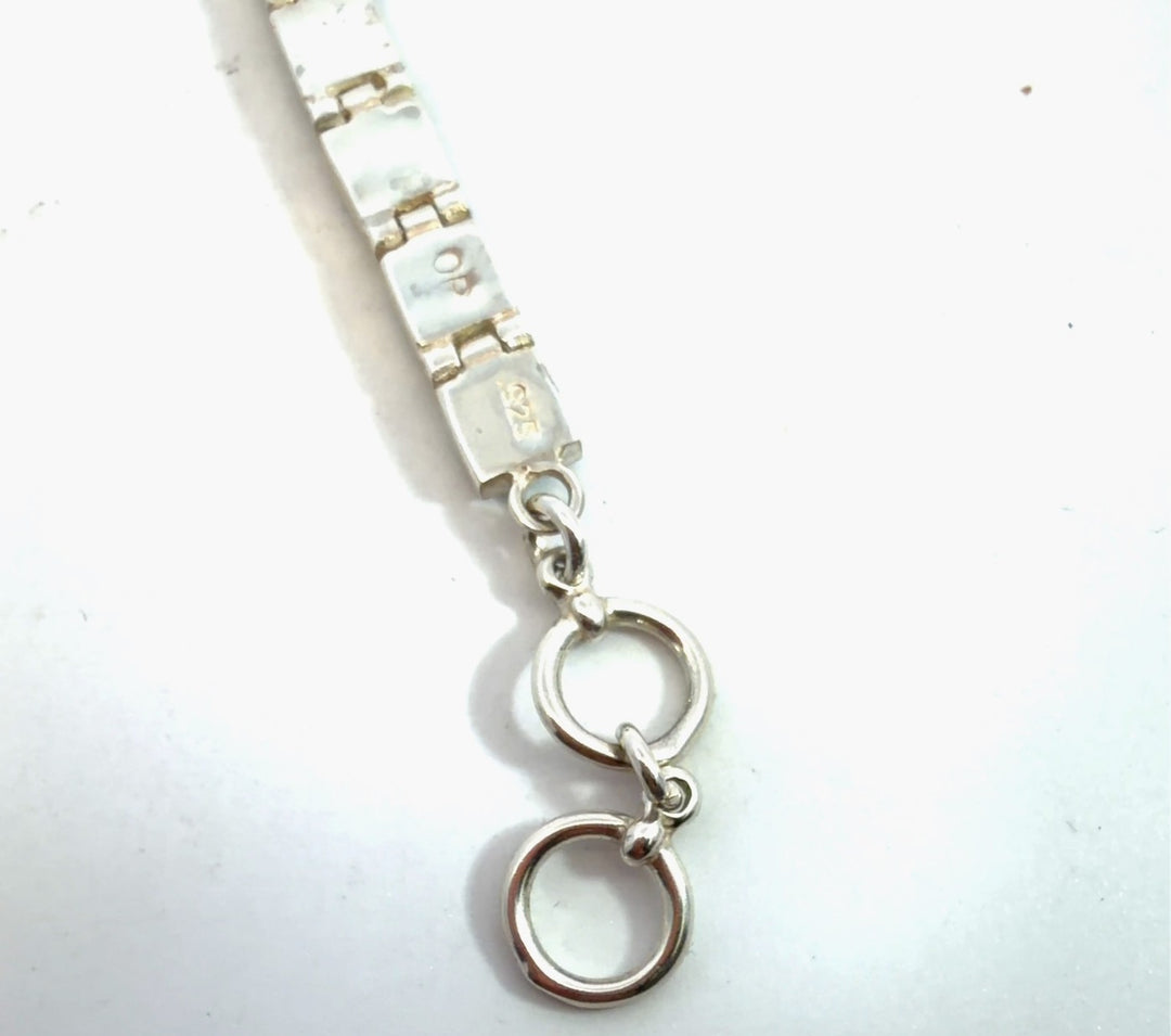 Sterling Silver American Turquoise and Created Opal Checker Link Toggle Bracelet