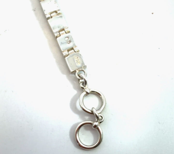 Sterling Silver American Turquoise and Created Opal Checker Link Toggle Bracelet